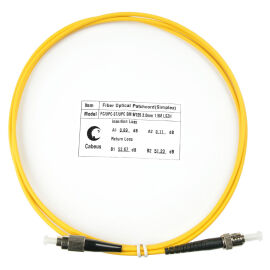 Шнур оптический FC/UPC-ST/UPC, SM, 1.5м, Simplex, желтый, Cabeus FOP(s)-9-FC-ST-1,5m