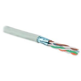 Кабель FTP 4 пары, Кат.6а, внутр., PVC, 0,57мм, серый, 500м, Hyperline UFTP4-C6A-S23-IN-PVC-GY-500