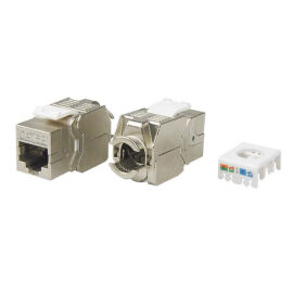 Вставка Keystone Jack RJ-45(8P8C), кат.5e,экр, тип180 гр,бел, Hyperline KJ8-8P8C-C5e-180-TLS-SH-F-WH