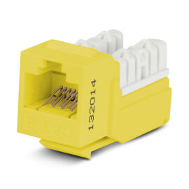 Вставка Keystone Jack RJ-45(8P8C), Кат.6, 110 IDС, желтая, Hyperline KJNE-8P8C-C6-90-YL