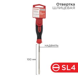 Отвертка шлицевая SL4х100мм, REXANT 12-6424-1 