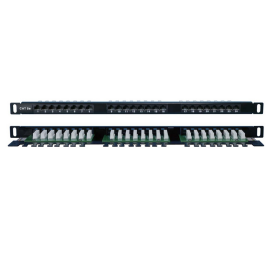 Патч-панель 0,5U, 19'', 24хRJ45, UTP, кат.5e, Dual IDC, Hyperline PPHD-19-24-8P8C-C5E-110D