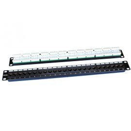 Патч-панель 1U, 19'', 24хRJ45, UTP, кат.5e, Dual IDC, черный, Hyperline PP3-19-24-8P8C-C5E-110D