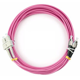 Шнур оптический SC/UPC-FC/UPC, MM, 50/125, 20м, Duplex, маджента, Cabeus FOP-50-OM4-SC-FC-20m