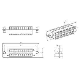 Панель для FO-19BX с 24 LC адаптерами, SM, 120x32мм, Hyperline FO-FPM-W120H32-24LC-BL