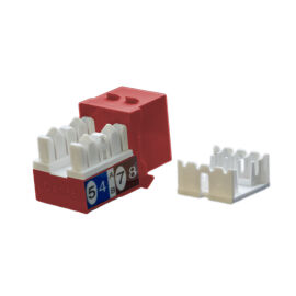 Вставка Keystone Jack RJ-45(8P8C), Кат.5е, красная, Hyperline KJ9-8P8C-C5e-90-RD