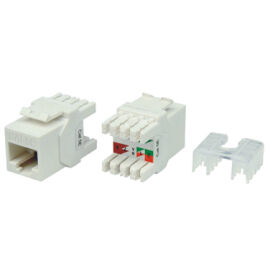 Вставка Keystone Jack RJ-45(8P8C), Кат.5e, тип 180 град., белая, Hyperline KJ8-8P8C-C5e-180-WH			