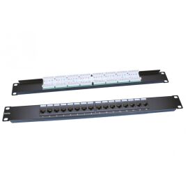 Патч-панель 1U, 19'', 16хRJ45, UTP, кат.5е, Dual IDC, черный, Hyperline PP3-19-16-8P8C-C5E-110D