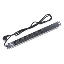 Блок розеток 19", 1U, 6 гнезд (Schuko), 16 A, кабель 2м, Cabeus PDU-6P-2EU