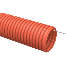 Труба гофрированная ПНД с протяжкой, d32мм, 25м, оранжевая, IEK CTG20-32-K04-025