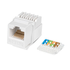 Вставка Keystone Jack RJ-45(8р8с), Кат.5e, без Toolless, белая, Cabeus KJ-RJ45-Cat.5e-Toolless 