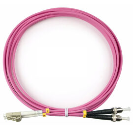 Шнур оптический LC/UPC-ST/UPC, MM, 50/125, 3м, Duplex, маджента, Cabeus FOP-50-OM4-LC-ST-3m