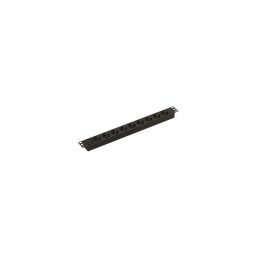 Блок розеток 19". 1U, 9 гнезд (Schuko), 16А, черный, без кабеля, Hyperline SHE19-9SH-AIEC