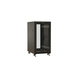 Шкаф напольный 19", 32U, 1610х600х600мм, двери распаш. перф., черный, Hyperline TTBR-3266-DD-RAL9004