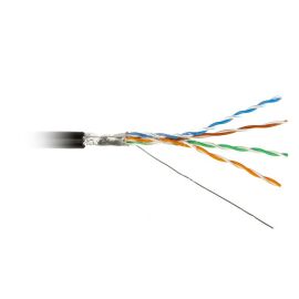 Кабель FTP 4 пары, Кат.5e, внеш., 0,51мм, PE, чёрный, 100м, Hyperline FUTP4-C5E-S24-OUT-PE-BK-100