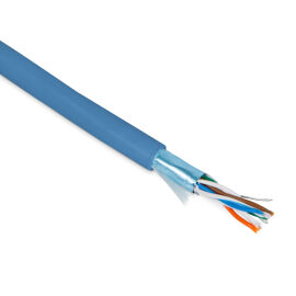 Кабель FTP 4 пары, Кат.5e, внутр., 0,48мм, PVC, синий, 100м, Hyperline FUTP4-C5E-P26-IN-PVC-BL-100