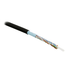 Кабель FTP 4 пары, Кат.5e, внутр., 0,51мм, PVC, чёрный, 305м, Hyperline FUTP4-C5E-S24-IN-PVC-BK-305