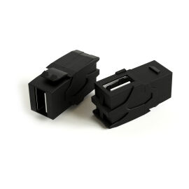 Вставка Keystone Jack USB 3.0 (Type A), ROHS, с проход. адаптер., черная, Hyperline KJ1-USB-VA3-BK
