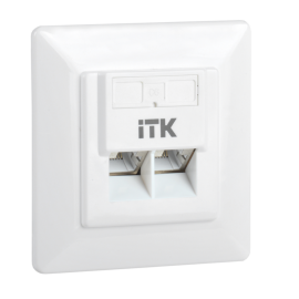 Розетка внутренняя 2 порта RJ45, FTP, кат. 6, ITK CS2-1C06F-2-1