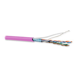 Кабель FTP 4 пары, Кат.5e, внутр., 0,48мм, LSZH, розовый, 100м, Hyperline FUTP4-C5E-P26-IN-LSZH-PK-100