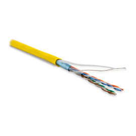 Кабель FTP 4 пары, Кат.5e, внутр., 0,48мм, LSZH, жёлтый, 100м, Hyperline FUTP4-C5E-P26-IN-LSZH-YL-100