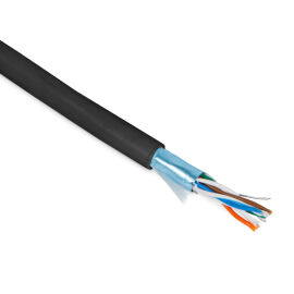 Кабель FTP 4 пары, Кат.5e, внутр., 0,48мм, PVC, чёрный, 100м, Hyperline FUTP4-C5E-P26-IN-PVC-BK-100