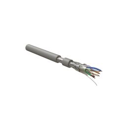 Кабель FTP 4 пары, Кат.5e, внутр., 0,51мм, PVC, серый, 305м, Hyperline FUTP4-C5E-S24-IN-LSLTX-GY-305
