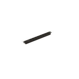 Блок розеток 19", 1U, 8 гнезд (Schuko), 16А, черный, без кабеля, Hyperline SHE19-8SH-M-AIEC