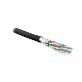Кабель FTP 4 пары, Кат.6a, внеш., 0,57мм, PE, чёрный, 500м, Hyperline UFTP4-C6A-S23-OUT-PE-BK-500