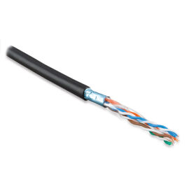 Кабель FTP 4 пары, Кат.5e, внеш., 0,51мм, PE, черный, 1000м, Hyperline FUTP4-C5E-S22-OUT-PE-BK