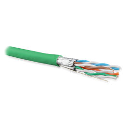 Кабель FTP 4 пары, Кат.6a, внутр., 0,57мм, PVC, зелёный, 500м, Hyperline UFTP4-C6A-S23-IN-PVC-GN-500