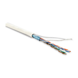 Кабель FTP 4 пары, Кат.5e, внутр., 0,48мм, LSZH, белый, 100м, Hyperline FUTP4-C5E-P26-IN-LSZH-WH-100