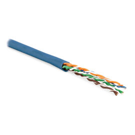 Кабель UTP 4 пары, Кат.6, внутр., 0,60мм, LSZH, синий, 100м, Hyperline UUTP4-C6-P24-NCR-IN-LSZH-BL-100