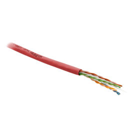 Кабель UTP 4 пары, Кат.6, внутр., 0,55мм, PVC, красный, 305м, Hyperline UUTP4-C6-S23-IN-PVC-RD-305