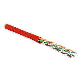 Кабель UTP 4 пары, Кат.6, внутр., 0,60мм, PVC, красный, 100м, Hyperline UUTP4-C6-P24-NCR-IN-PVC-RD-100