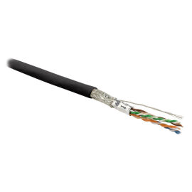 Кабель SF/UTP 4 пары, Кат.6, внутр., 0,48мм, LSZH, чёрный, 500м, Hyperline SFUTP4-C6-P26-IN-LSZH-BK-500