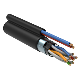 Кабель FTP 4 пары, Кат.5e, внеш., 0,51мм, LDPE, черный, каб. пит. 2x0,75, 305м, ITK LC3-C5E04-379
