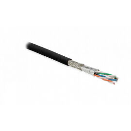 Кабель S/FTP 4 пары, Кат.7, внеш., 0,56мм, PE, черный, 500м, Hyperline SFTP4-C7-S23-OUT-PE-BK-500