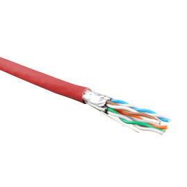 Кабель FTP 4 пары, Кат.6, внутр., 0,55мм, LSZH, красный, 500м, Hyperline UFTP4-C6-S23-IN-LSZH-RD-500