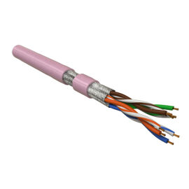 Кабель FTP 4 пары, Кат.6, внутр., 0,48мм, LSZH, розовый, 500м, Hyperline UFTP4-C6-P26-IN-LSZH-PK-500