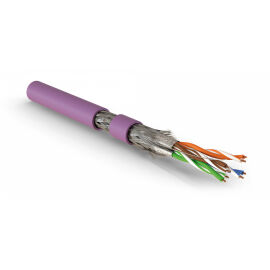 Кабель S/FTP 4 пары, Кат.7, внутр., 0,48мм, LSZH, фиолетовый, 500м, Hyperline SFTP4-C7-P26-IN-LSZH-VL-500