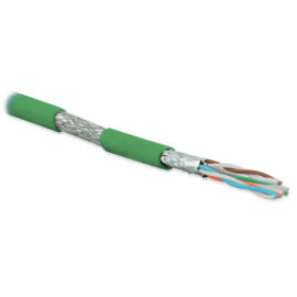 Кабель S/FTP 4 пары, Кат.6a, внутр., 0,56мм, LSZH, зелёный, 500м, Hyperline SFTP4-C6A-S23-IN-LSZH-GN-500