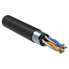 Кабель FTP 4 пары, Кат.5e, внеш., 0,51мм, LSZH, черный, 305м, ITK LC3-C5E04-329