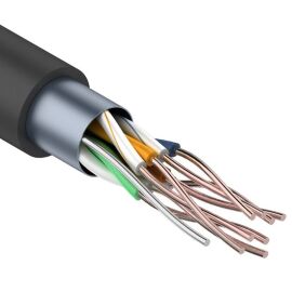 Кабель FTP 4 пары, Кат.5e, внеш., 0,50мм, PE, черный, 305м, REXANT 01-0146