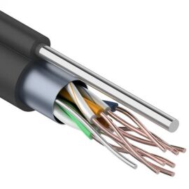 Кабель FTP 4 пары, Кат.5e, внеш. с тросом, 0,50мм, PE, черный, 305м, REXANT 01-0144