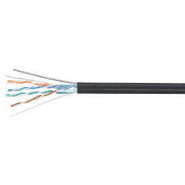 Кабель FTP 4 пары, Кат.5e, внеш., С ТРОССОМ, 0,50мм, РЕ, черный, 305м, Cabeus FTP-4P-Cat.5e-SOLID-ST-OUT