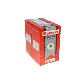 Кабель FTP 1 пара, Кат.5e, внутр., 0,51мм, PVC, серый, 305м, REXANT 01-0120