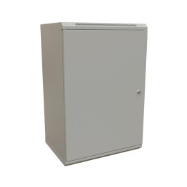 Шкаф настенный 19", 18U, 908x600х450мм, цельнометалл. дверь, серый, WRline WR-TW-1845-SR-RAL7035