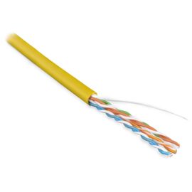 Кабель UTP 4 пары, Кат.5e, внутр., 0,51мм, PVC, жёлтый, 100м, Hyperline UUTP4-C5E-S24-IN-PVC-YL-100