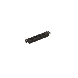 Блок розеток 10", 1U, 4 гнезда (Schuko), 16А, черный, без кабеля, Hyperline SHE10-4SH-CB